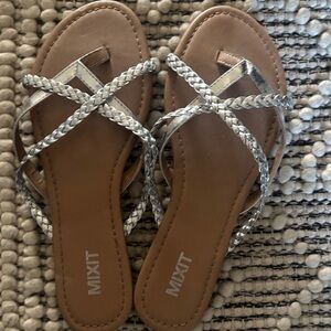 Mixit Women's Silver Braided Sandals